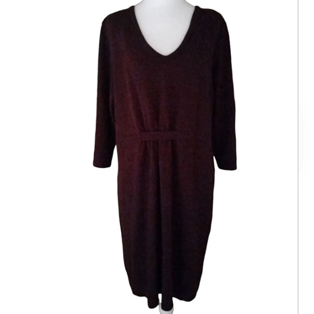 Lane Bryant Women's Burgundy Sweater Knit Sparkly Long Sleeve Dress Size 18/20
